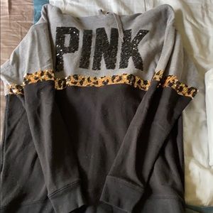 Pink brand, gently used sequin hoodie, size med